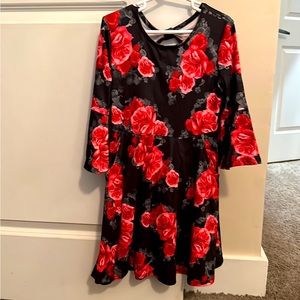Justice Black and Red Floral Dress